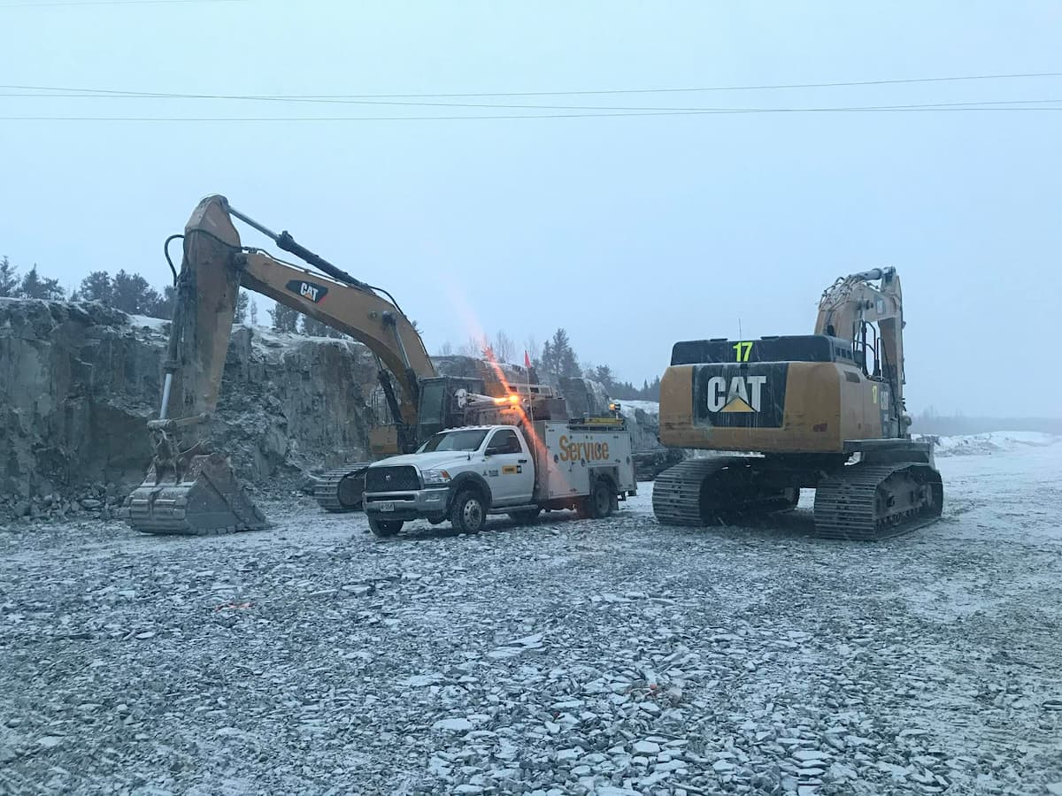 Service truck and excavators
