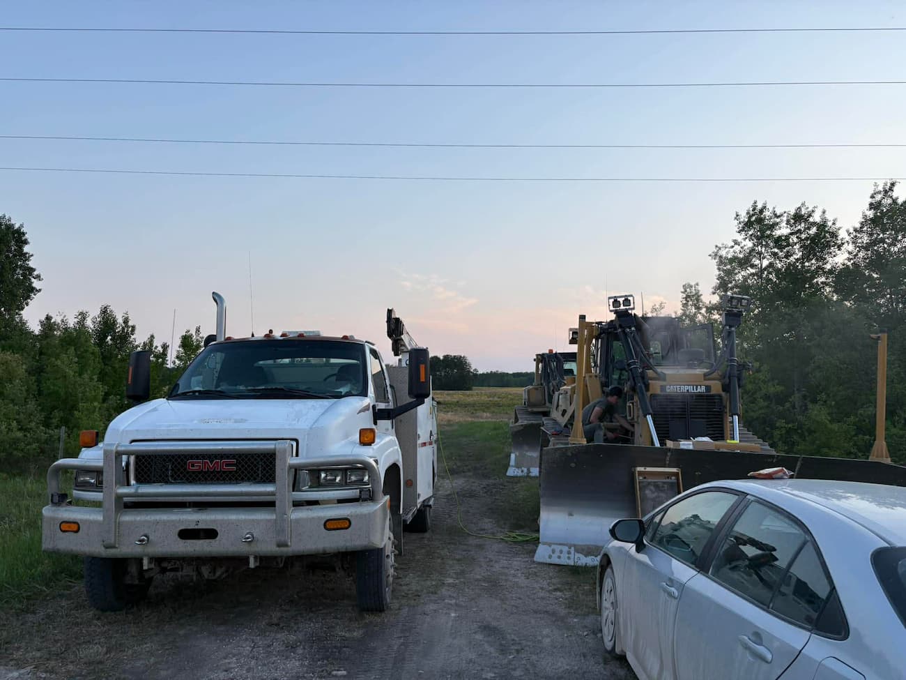 Service truck and excavators