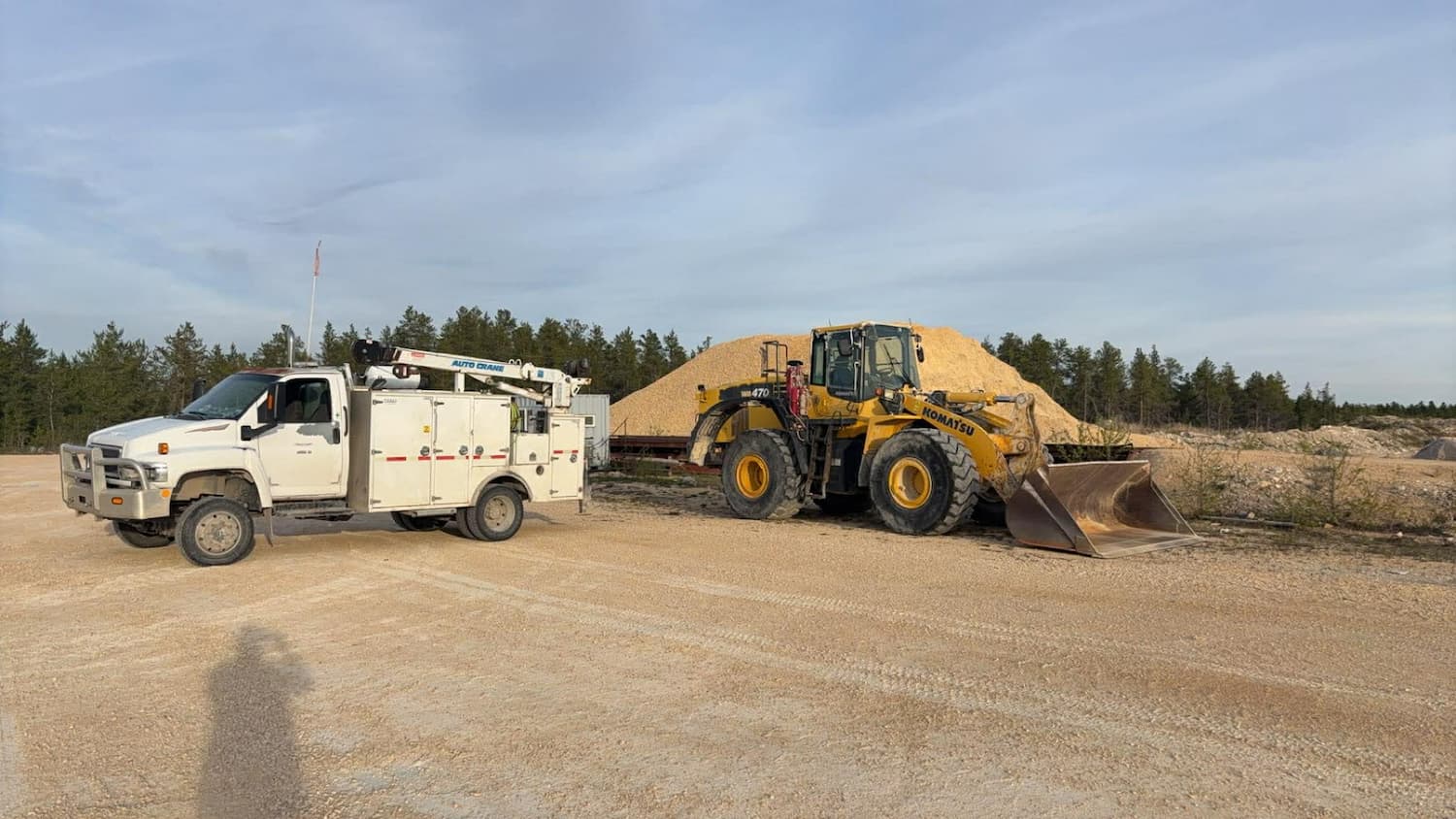 Service truck and used dozer